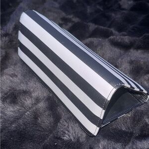 Kut from the Kloth Striped Wallet Black & White Vegan Snap Close Tri Fold